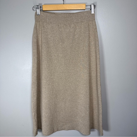 Banana Republic Factory Shimmery Knit A-line Midi Skirt Size XS Elastic Waist - Picture 2 of 6